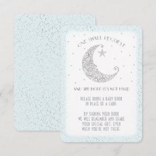 Book Request Moon Star Baby Shower Silver Blue Invitation