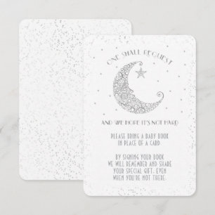 Book Request Moon Star Baby Shower Silver White Invitation