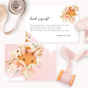 Book Request / or other Blush Pink Floral and Fox Enclosure Card
