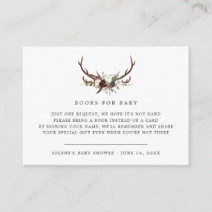 Book Request   Rustic Country Floral Antler Enclosure Card