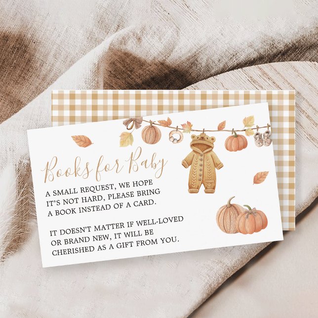 Book Request Rustic Pumpkin Fall Baby Shower Enclosure Card (Creator Uploaded)