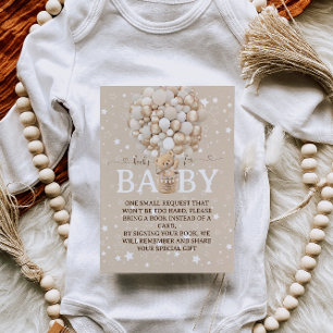 Book Request Teddy Bear Balloons Boho Baby Shower Enclosure Card