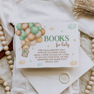 Book Request Teddy Bear Green Hot Air Balloon Enclosure Card