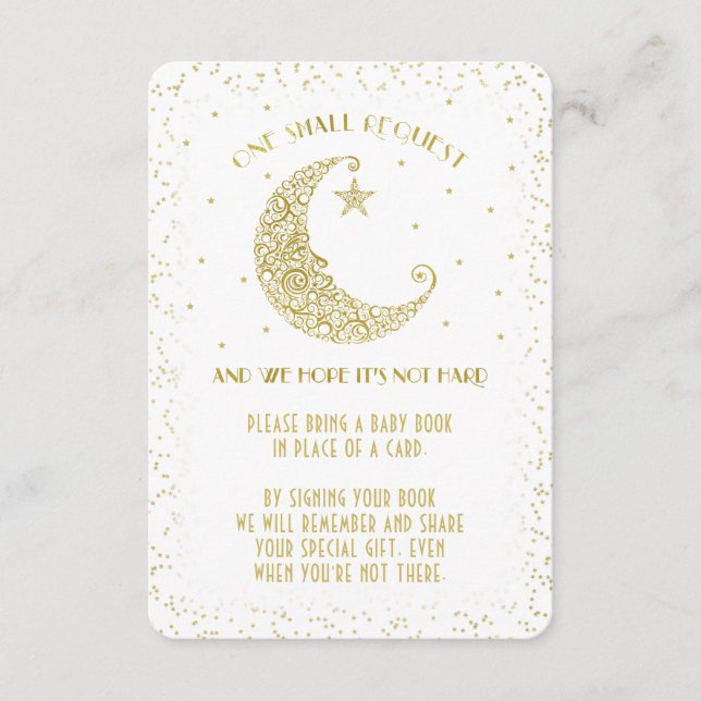 Book Request Twinkle Little Star Baby Shower Gold Enclosure Card (Front)
