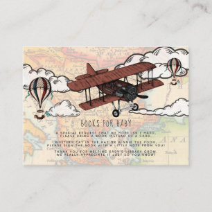Book Request   Vintage Aeroplane Baby Shower Inser Enclosure Card
