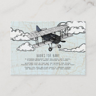 Book Request   Vintage Aeroplane Baby Shower Inser Enclosure Card