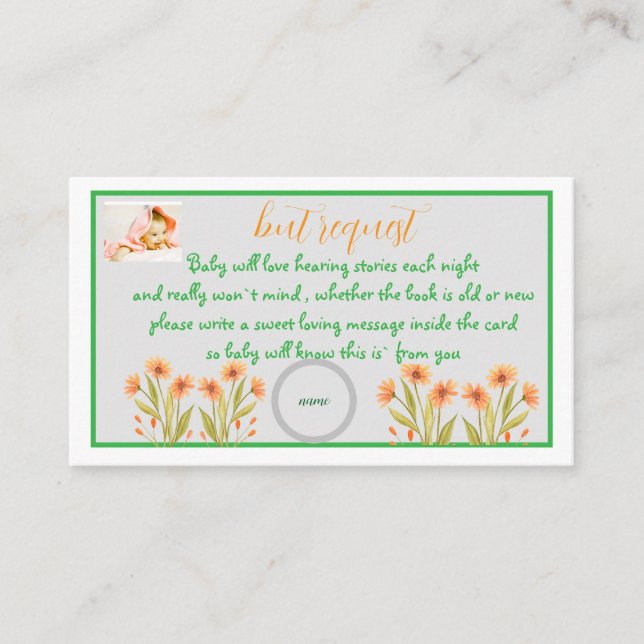 book request wild flower baby showerEnclosure Card (Front)