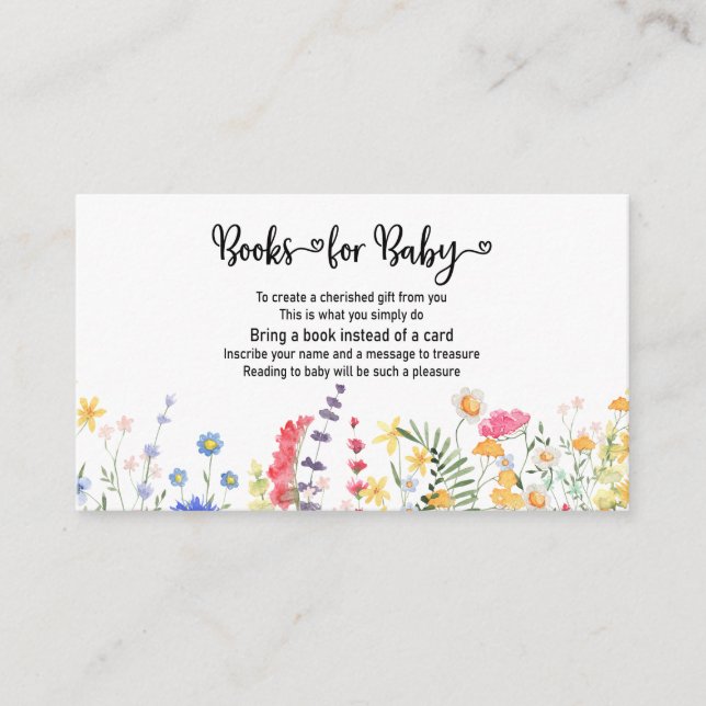 Book Request Wildflower Floral Baby Shower Enclosure Card (Front)