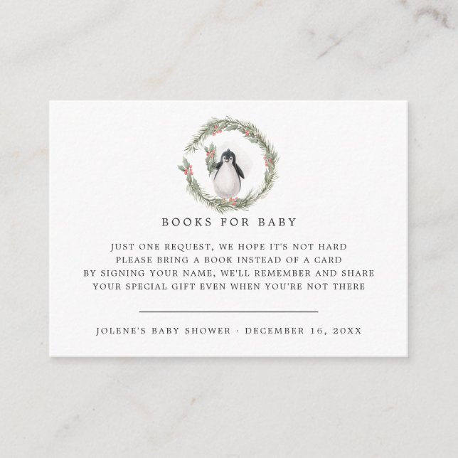 Book Request | Winter Friends Baby Shower Enclosure Card (Front)