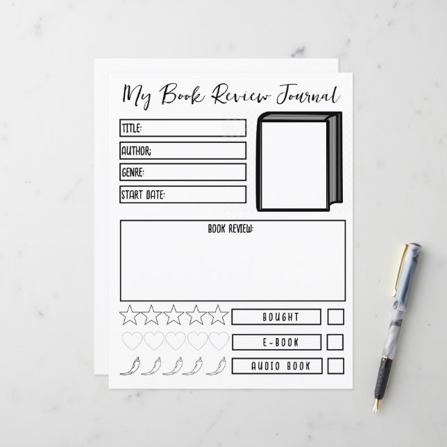  Book Review Planner Reading Journal Neutral (Front/Back In Situ)