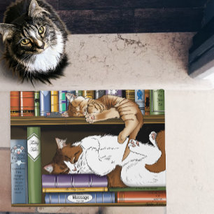 Book Shelf Cats Library Doormat
