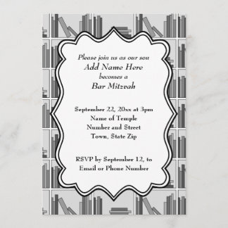 Book Shelf Design Bar Mitzvah Invitation
