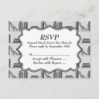 Book Shelf Design Bar Mitzvah RSVP Card