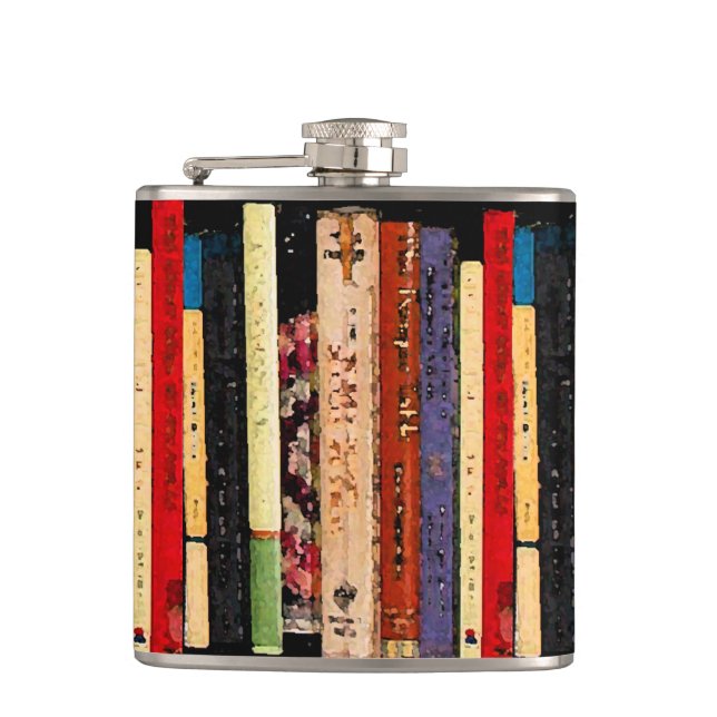 Book Shelves Hip Flask (Front)