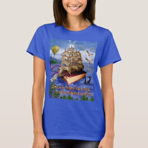 Book Ship Ocean Scene with Emily Dickinson Quote T-Shirt