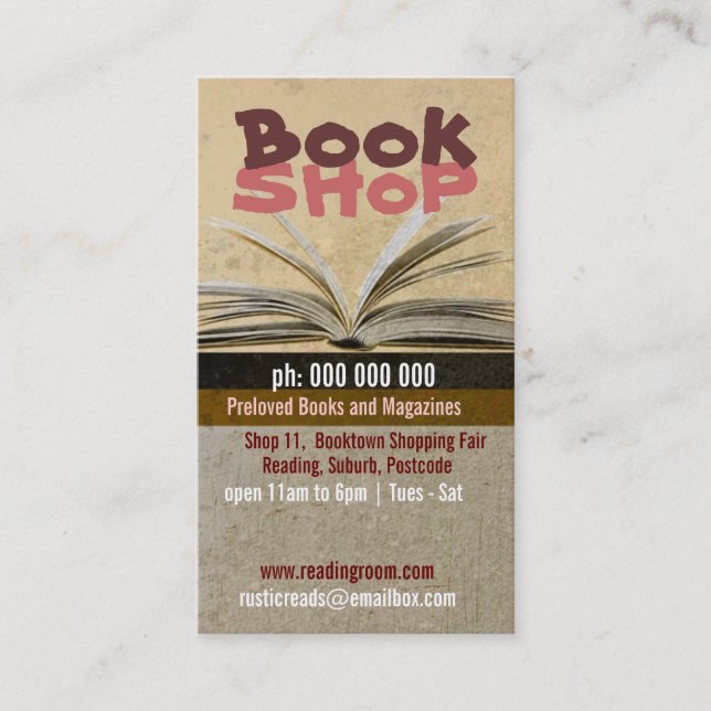 Book Shop Literature Business Card (Front)