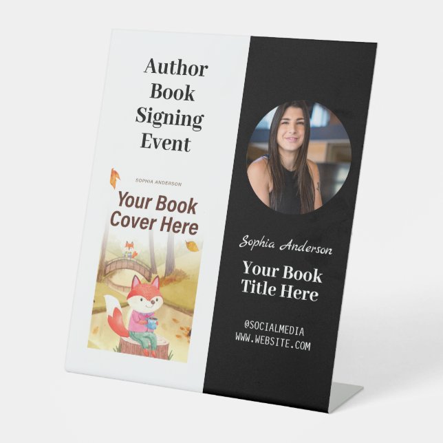 Book Signing | Author Book Launch Promotional Pedestal Sign (Front)