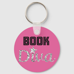 Book Silver Diva Keychain (pink)
