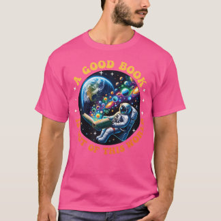 Book Space Astronaut Book Lover Reader Moon Space T-Shirt