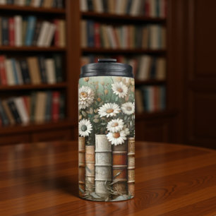 Book Spine Floral Arrangement Thermal Tumbler