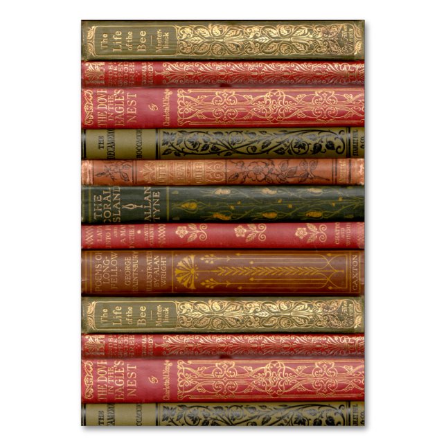 Book Spines (Bee) Bookmark Table Number (Front)