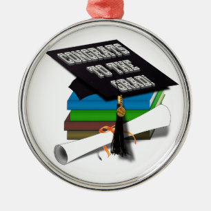 Book Stack "CONGRATS TO THE GRAD" Diploma Metal Tree Decoration