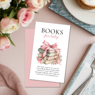 Book Stack Floral Pink Bow Books For Baby Request Enclosure Card