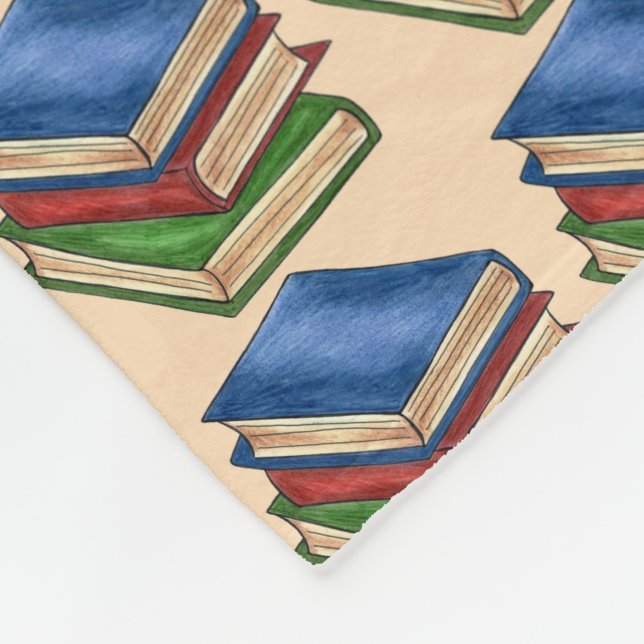 Book Stack Library School Teacher Reader Librarian Fleece Blanket (Corner)