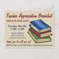 Book Stack Teacher Retirement Party Invitation