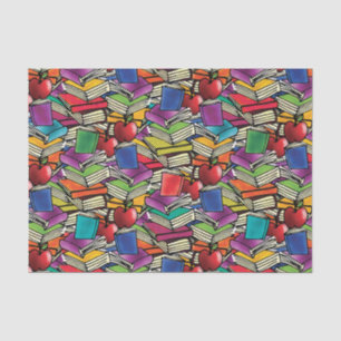 Book Stacks with Apples Tissue Paper