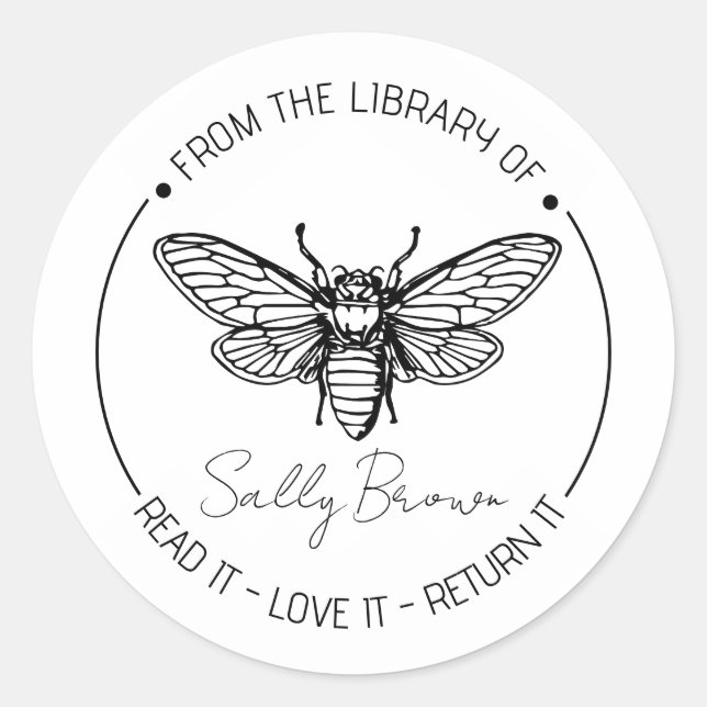 Book stickers, bookplate book stamp Custom BEE Classic Round Sticker (Front)