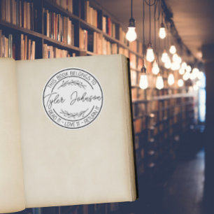 Book stickers, bookplate book stamp Custom modern Classic Round Sticker