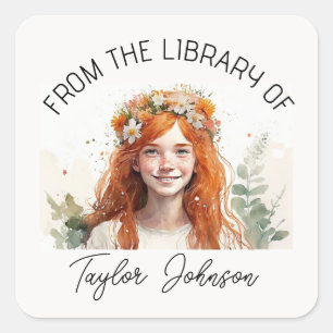 Book stickers, bookplate Custom name label girl