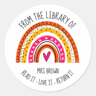 Book stickers, Custom Teacher Rainbow Stickers