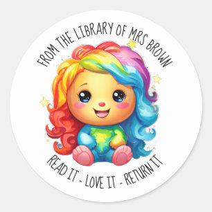 Book stickers, Custom Teacher RAINBOW Stickers
