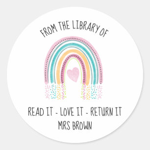 Book stickers, Custom Teacher Rainbow Stickers