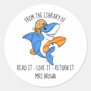 Book stickers, Custom Teacher Shark Stickers
