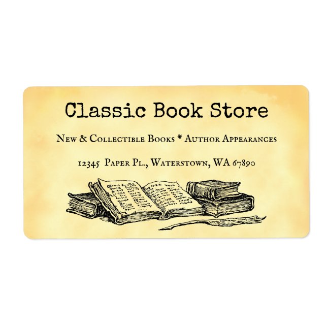 Book Store Editable Old Books and Quill (Front)