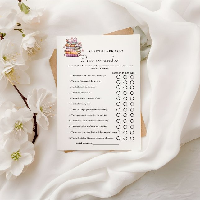 Book Story Over or under bridal shower game Card (Creator Uploaded)