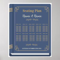 Book Table Seating Wedding Library Navy 10 Tables