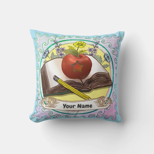 Book Teacher Flowers Cushion (Front)