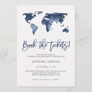 Book the Tickets   World Map Blue Save the Date