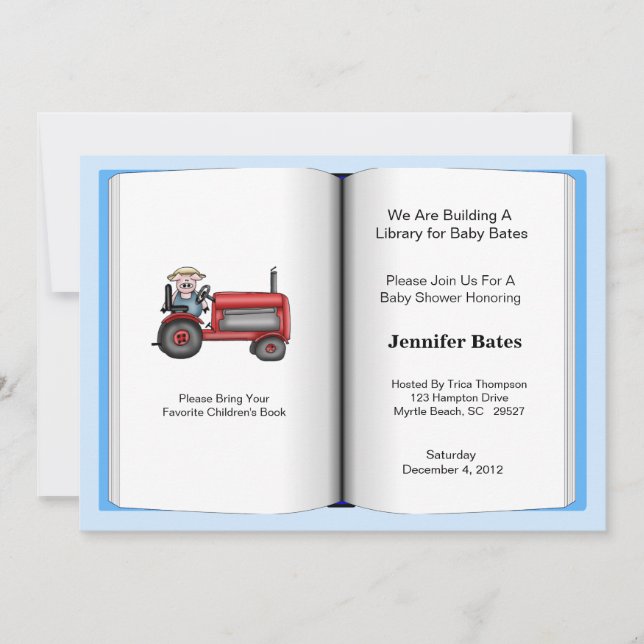 Book Theme Baby Shower Invitation (Boy) (Front)