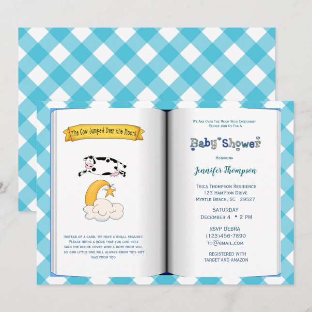 Book Theme Baby Shower Invitation (Boy) (Front/Back)