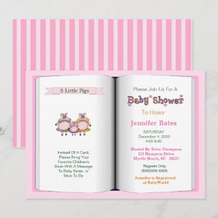 Book Theme Baby Shower Invitation (Girl)