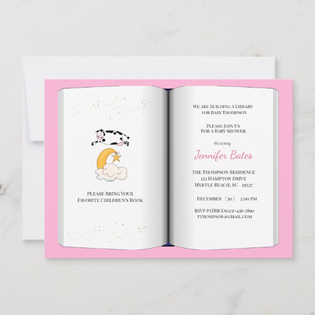 Book Theme Baby Shower Invitation (girl) (Front)
