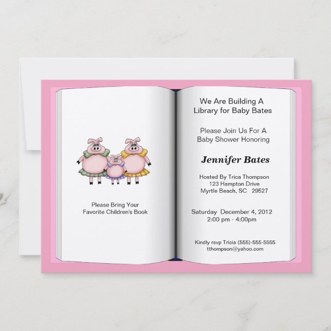 Book Theme Baby Shower Invitation (girl) (Front)