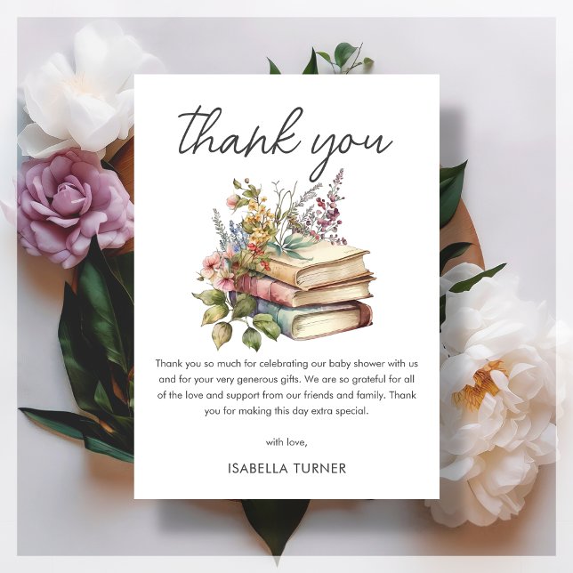 Book Theme Baby Shower Thank You Card (Creator Uploaded)
