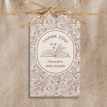 Book Theme Brown Floral Literary Baby Shower