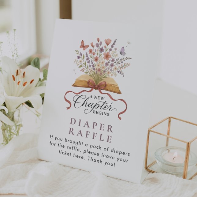 Book Theme Diaper Raffle Baby Shower Table Pedestal Sign (Creator Uploaded)